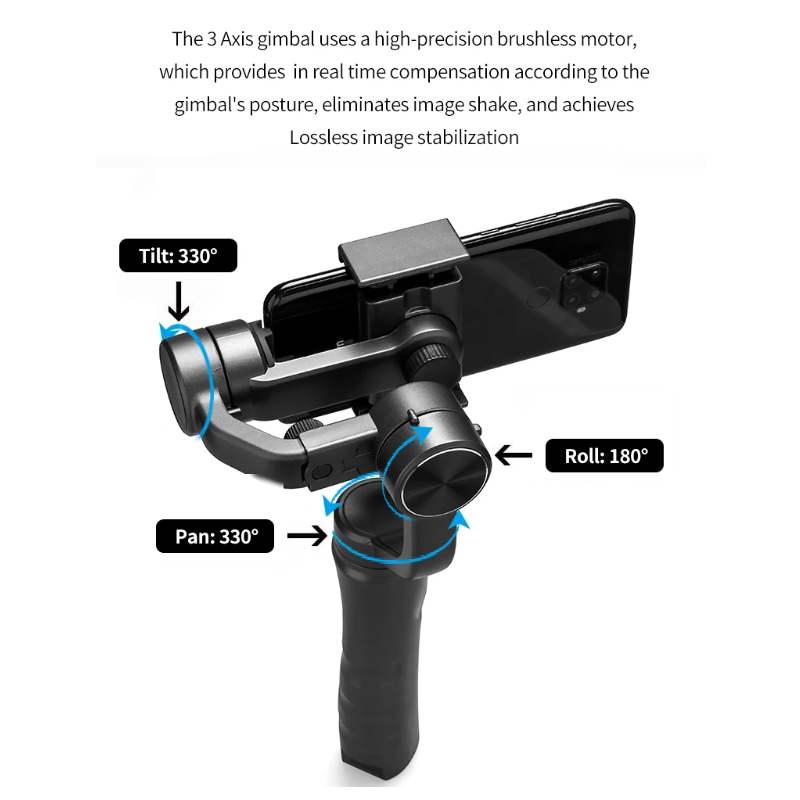 F6 3 Axis Gimbal Håndholdt Stabiliserer for Mobiltelefon Anti Shake Cinematisk Opptak Fang Øyeblikk