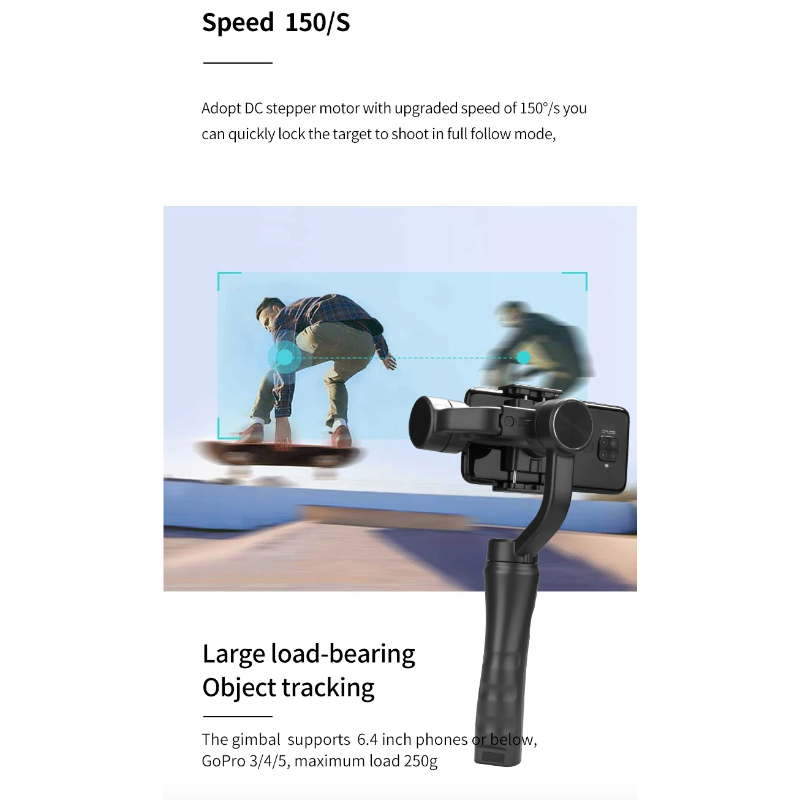 F6 3 Axis Gimbal Håndholdt Stabiliserer for Mobiltelefon Anti Shake Cinematisk Opptak Fang Øyeblikk