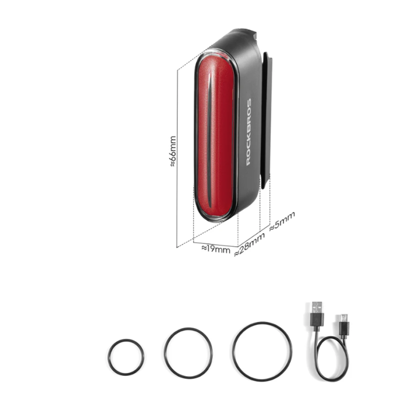 ROCKBROS Magnetisk Sykkel Baklys | Smart Sensor, IPX6 Vanntett, 7 Moduser, Sikkerhet om Natten!