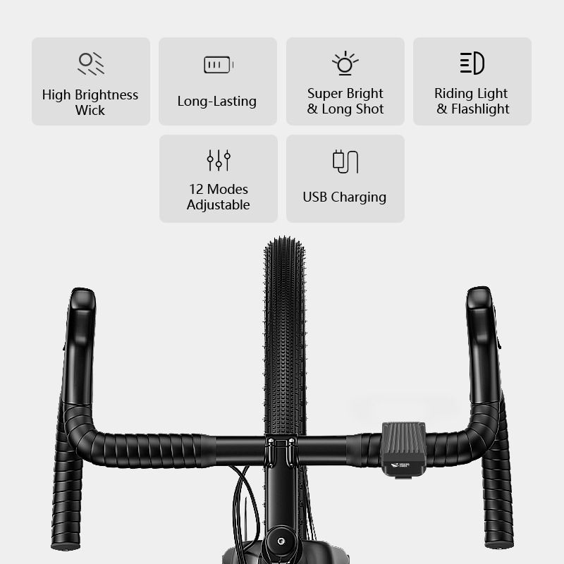 SMILING SHARK EVO1700 sykkellys LED USB-C oppladbar vanntett flere lysmoduser sykkelsikkerhet for alle turer