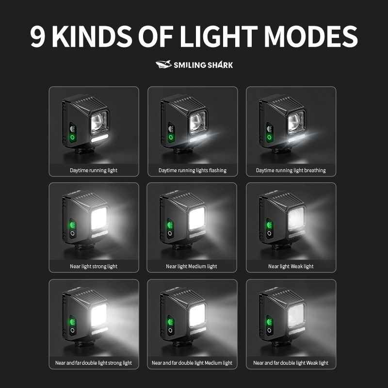 SMILING SHARK EVO1700 sykkellys LED USB-C oppladbar vanntett flere lysmoduser sykkelsikkerhet for alle turer