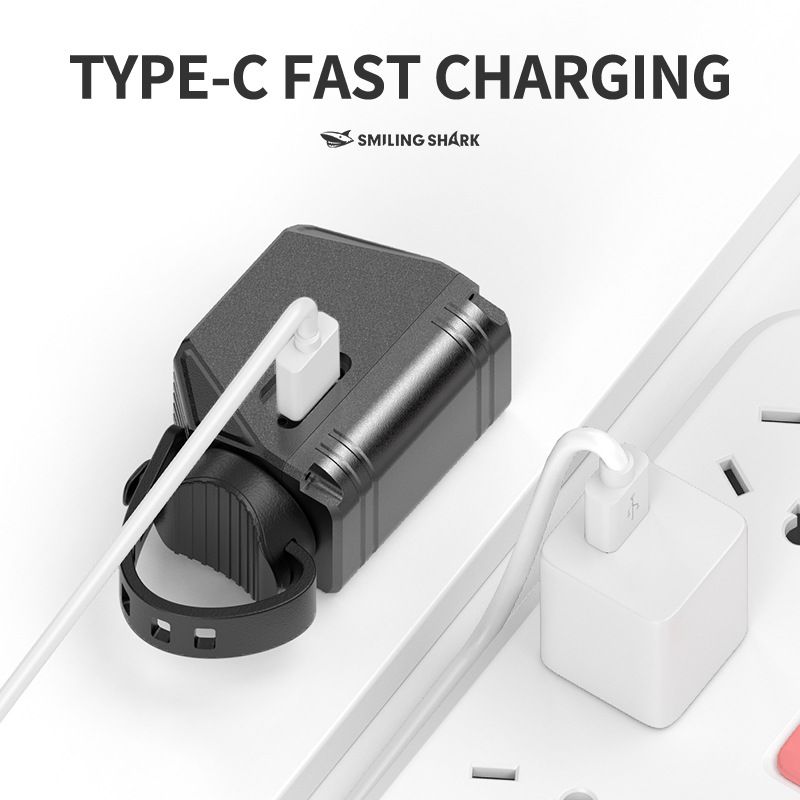 SMILING SHARK EVO1700 sykkellys LED USB-C oppladbar vanntett flere lysmoduser sykkelsikkerhet for alle turer