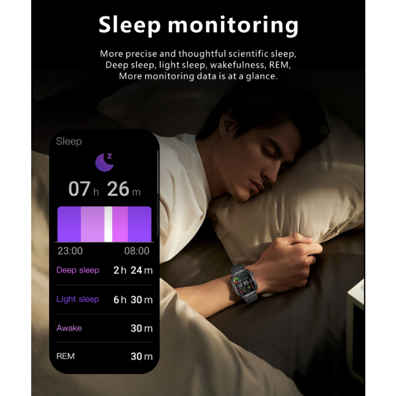 QX11 Smartklokke Herre | IP68 5ATM Sport Fitness Tracker | BT Samtale Pulsklokke 1,96