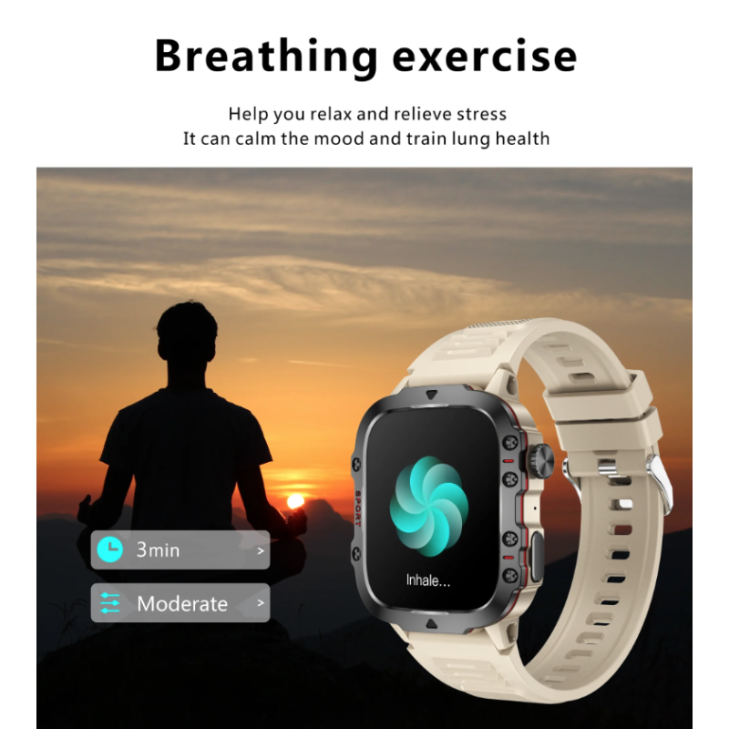 QX11 Smartklokke Herre | IP68 5ATM Sport Fitness Tracker | BT Samtale Pulsklokke 1,96