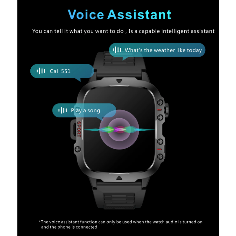 QX11 Smartklokke Herre | IP68 5ATM Sport Fitness Tracker | BT Samtale Pulsklokke 1,96