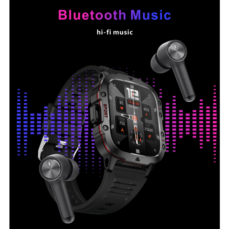 QX11 Smartklokke Herre | IP68 5ATM Sport Fitness Tracker | BT Samtale Pulsklokke 1,96