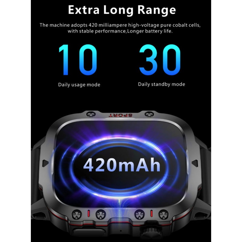 QX11 Smartklokke Herre | IP68 5ATM Sport Fitness Tracker | BT Samtale Pulsklokke 1,96