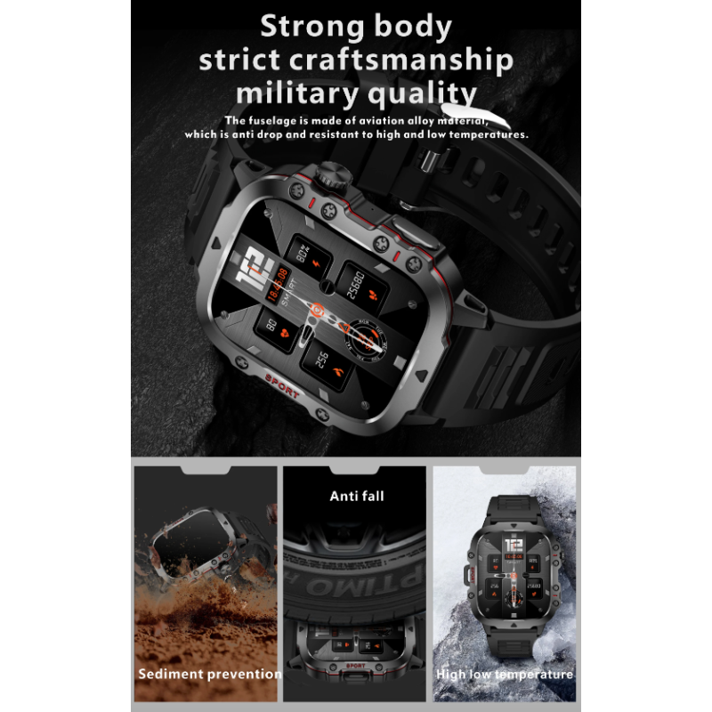 QX11 Smartklokke Herre | IP68 5ATM Sport Fitness Tracker | BT Samtale Pulsklokke 1,96