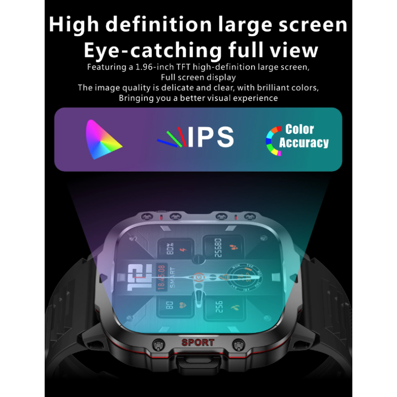 QX11 Smartklokke Herre | IP68 5ATM Sport Fitness Tracker | BT Samtale Pulsklokke 1,96