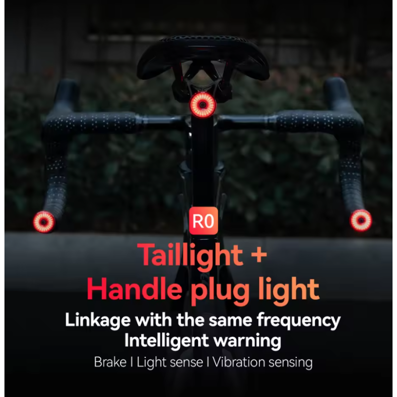 ROCKBROS R0 Styrepropp Baklys: Kompakt, Lett Type-C sykkellykt for MTB/Landevei. Øk sikkerheten!