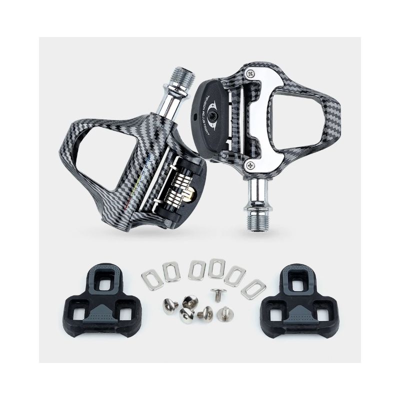 RACEWORK landeveissykkelpedal ultralett karbonfibermønster SPD Keo egnet for sykkelentusiaster høy ytelse