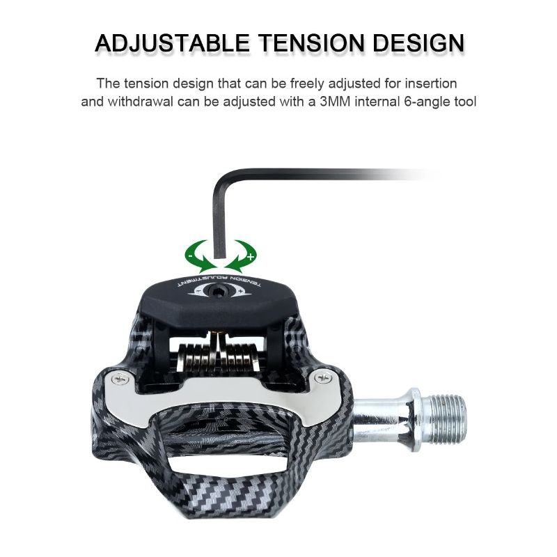 RACEWORK landeveissykkelpedal ultralett karbonfibermønster SPD Keo egnet for sykkelentusiaster høy ytelse