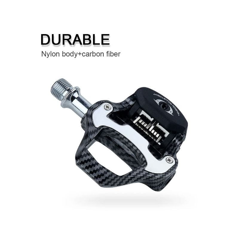 RACEWORK landeveissykkelpedal ultralett karbonfibermønster SPD Keo egnet for sykkelentusiaster høy ytelse