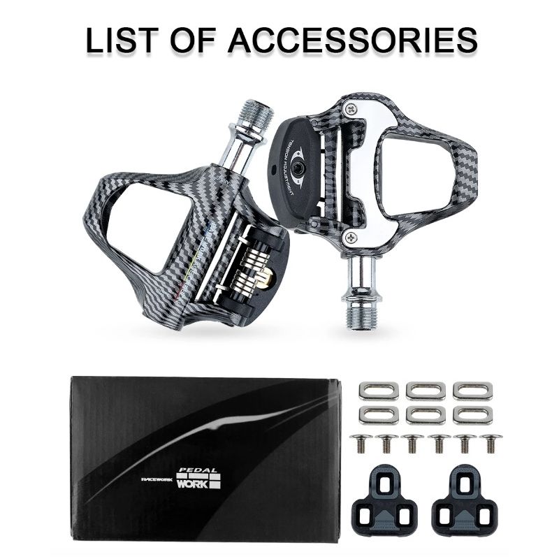 RACEWORK landeveissykkelpedal ultralett karbonfibermønster SPD Keo egnet for sykkelentusiaster høy ytelse