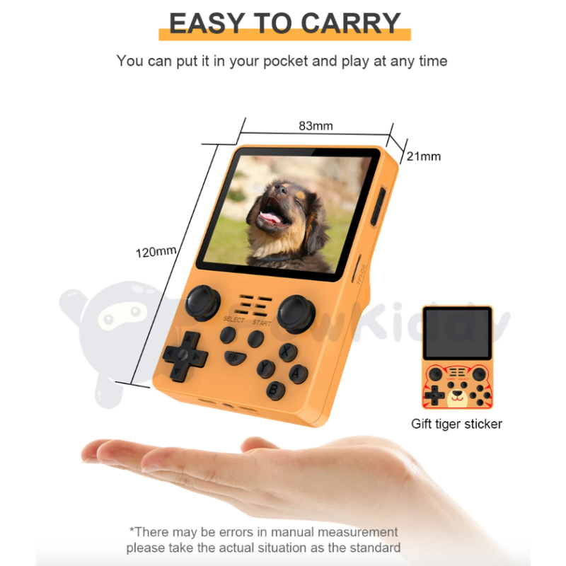 POWKIDDY RGB20S håndholdt spillkonsoll med 3.5-tommers IPS skjerm og RK3326 for nostalgisk retro gaming