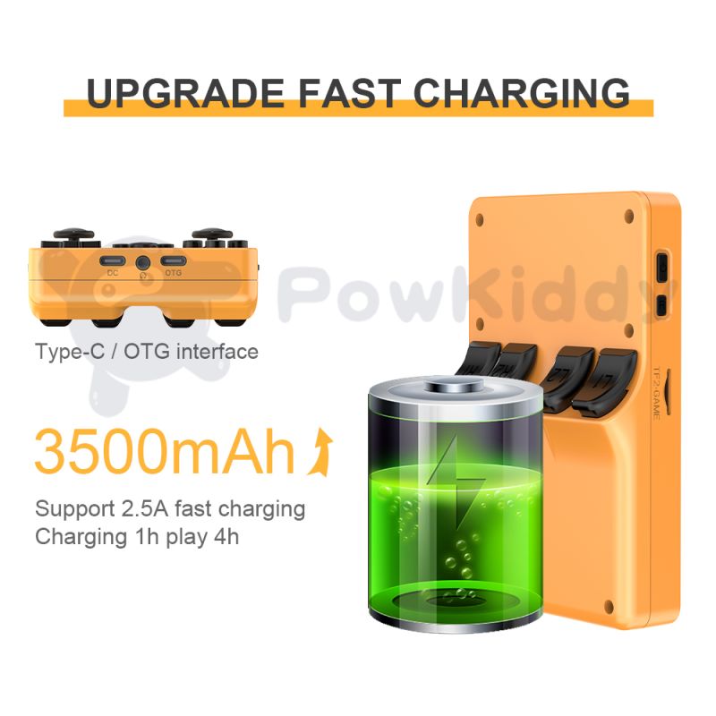 POWKIDDY RGB20S ultrakompakt håndholdt spillkonsoll 3.5 tommer 4:3 IPS skjerm perfekt for retro gaming og barnegaver