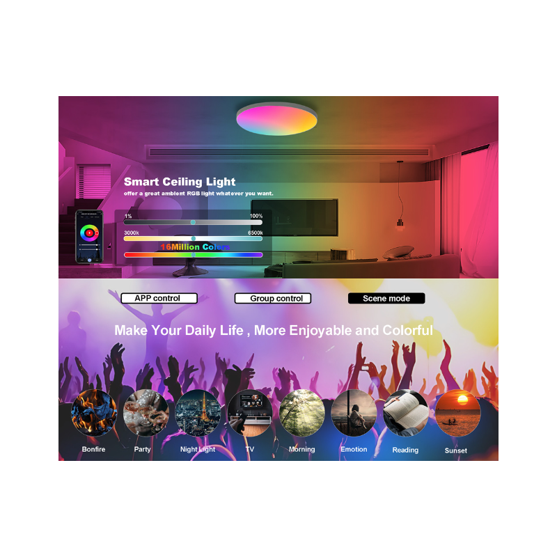 Oppdag 24W Tuya Zigbee Smart Taklampe for moderne belysning med Alexa-stemmekontroll og energibesparende LED