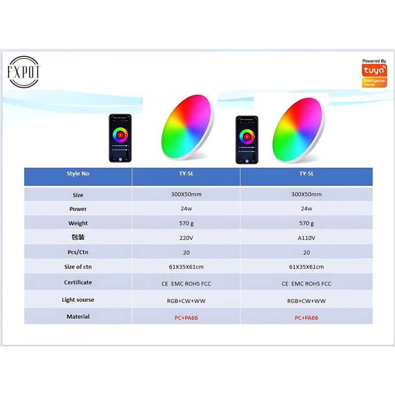 Oppdag 24W Tuya Zigbee Smart Taklampe for moderne belysning med Alexa-stemmekontroll og energibesparende LED