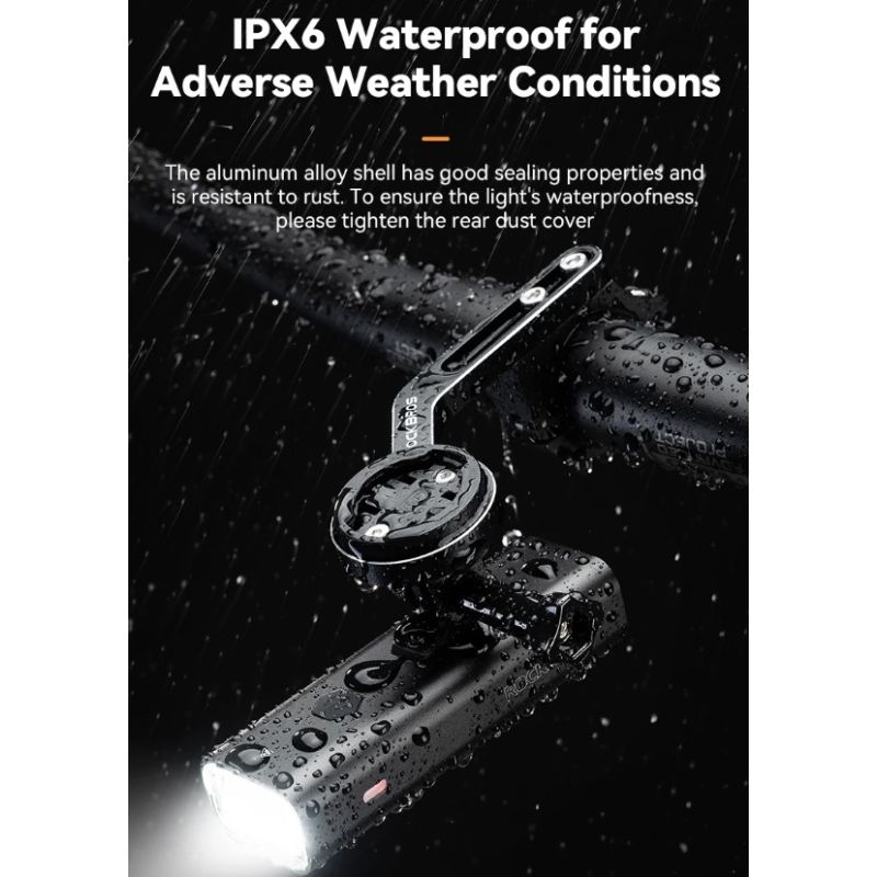 ROCKBROS RHL-1000LUMEN sykkellykt med høy lysstyrke LED regntett oppladbart for nattsykling og bypendlere