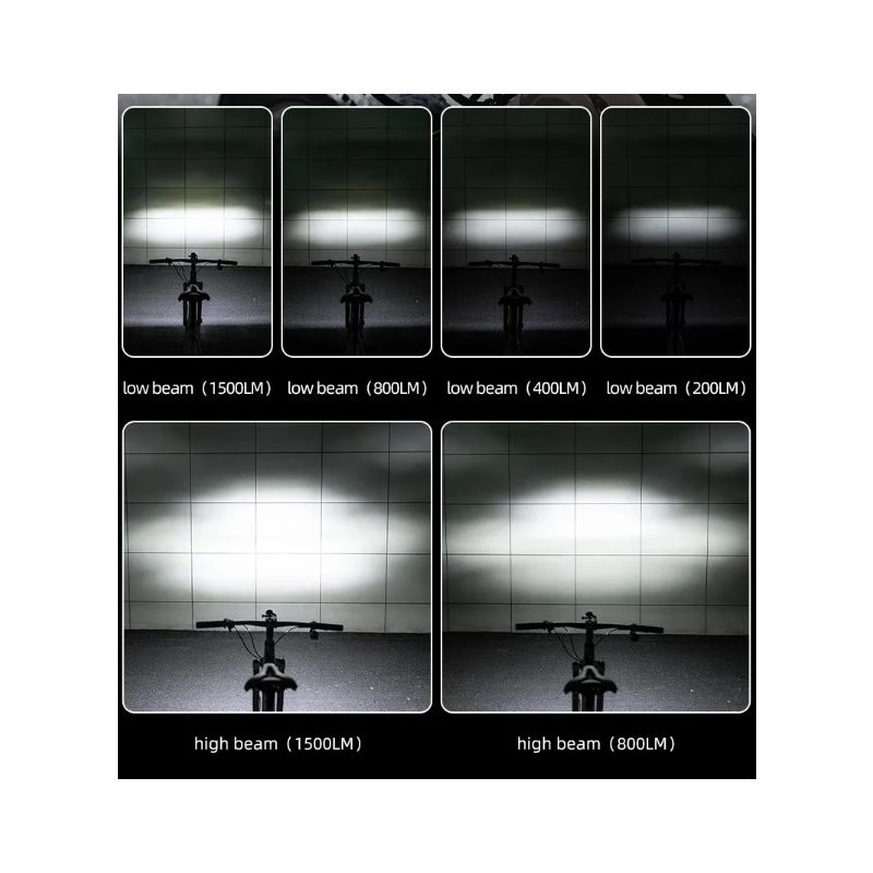 ROCKBROS RHL3000 sykkelfrontlys 3000 lumen vanntett oppladbar 10000mAh for MTB høy lysstyrke synlighet