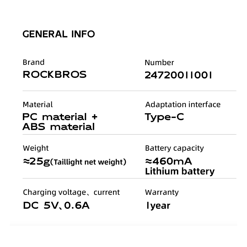 ROCKBROS Smart Sykkel Baklys - IP64 Vanntett Varsellys for Sikker Nattkjøring, Type-C, Bremsesensor