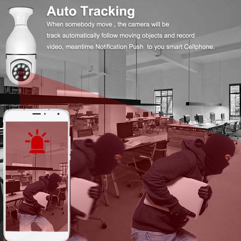 5G Wifi E27 Lyspære Overvåkingskamera Fullfarge Nattsyn Toveis Lyd Automatisk Menneskesporing Smart Hjem