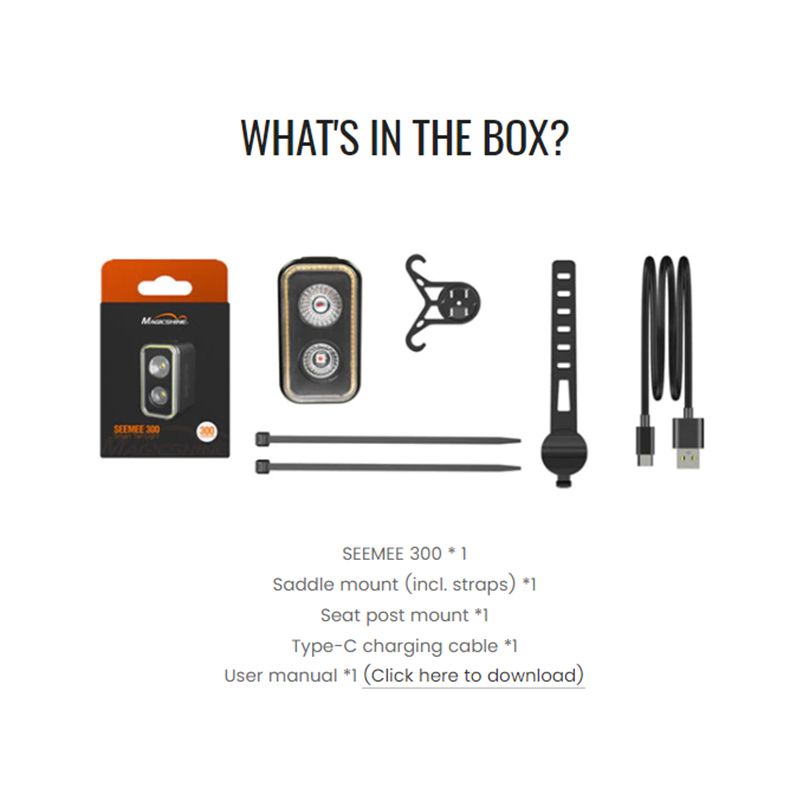 Magicshine SEEMEE300 Smart Baklys 300 Lumen IPX6 Vanntett for Sykkelsikkerhet og Høy Synlighet