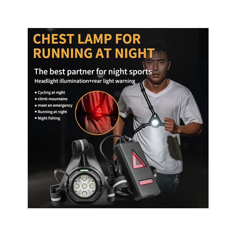 Nattløpelys LED Brystlys - Vanntett & Ultra-lys Sikkerhetslampe for Løping/Jogging