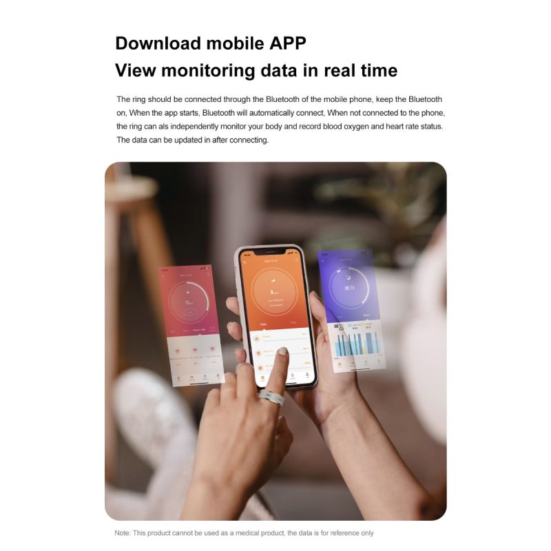 Multifunksjonell Smart Ring Bærbar Teknologi med Helseovervåking Pulsmåling Søvnanalyse Lang Batterilevetid