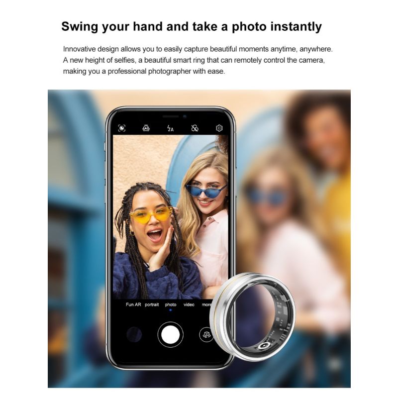 Multifunksjonell Smart Ring Bærbar Teknologi med Helseovervåking Pulsmåling Søvnanalyse Lang Batterilevetid