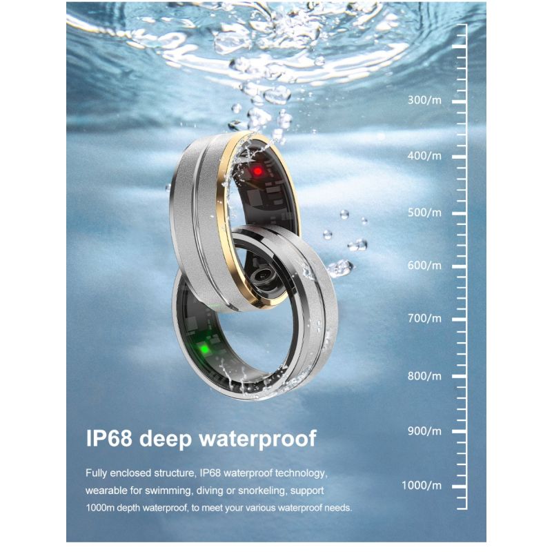 Multifunksjonell Smart Ring Bærbar Teknologi med Helseovervåking Pulsmåling Søvnanalyse Lang Batterilevetid