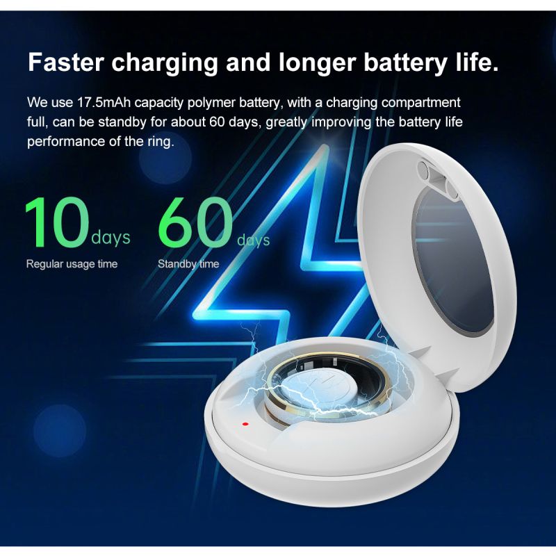 Multifunksjonell Smart Ring Bærbar Teknologi med Helseovervåking Pulsmåling Søvnanalyse Lang Batterilevetid