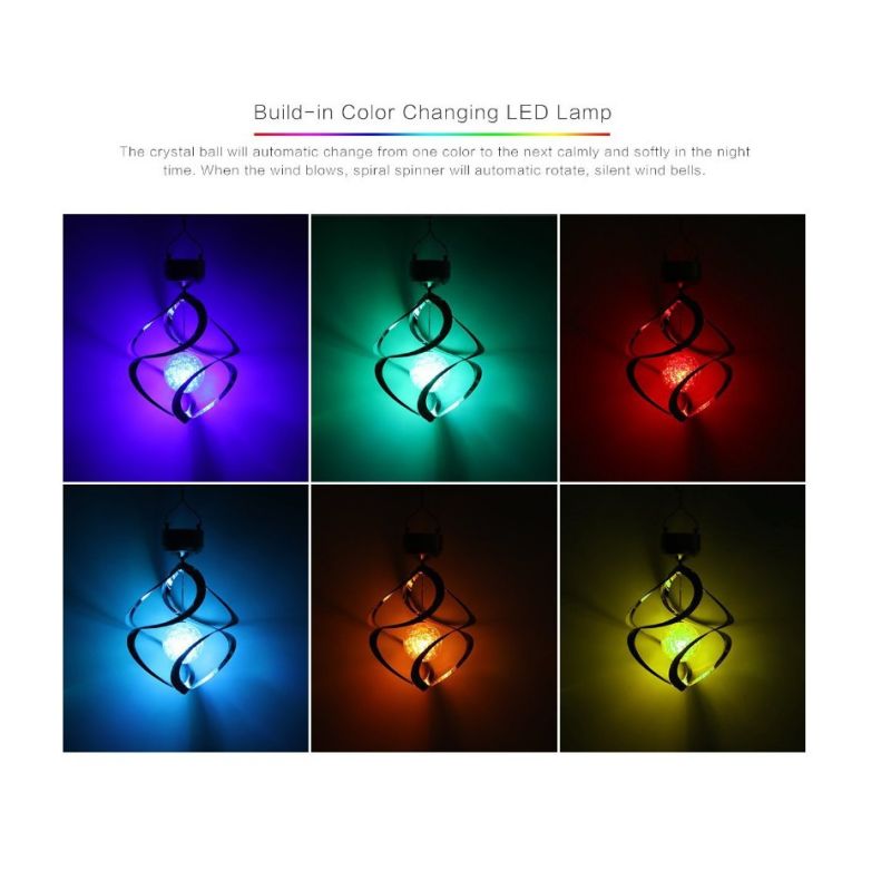 Solcellelys Vindklokker LED lys Fargeskiftende Hagebelysning Værbestandig Rustfritt Stål Utendørs Dekorasjoner