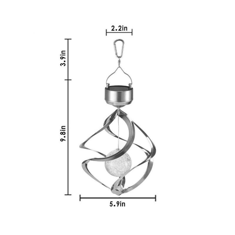 Solcellelys Vindklokker LED lys Fargeskiftende Hagebelysning Værbestandig Rustfritt Stål Utendørs Dekorasjoner