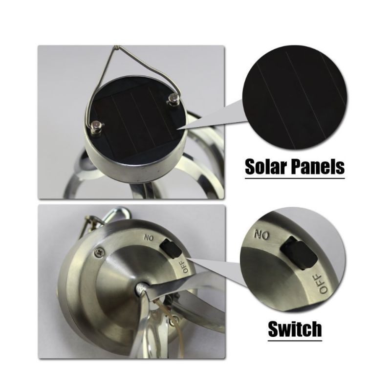 Solcellelys Vindklokker LED lys Fargeskiftende Hagebelysning Værbestandig Rustfritt Stål Utendørs Dekorasjoner