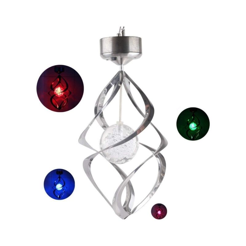 Solcellelys Vindklokker LED lys Fargeskiftende Hagebelysning Værbestandig Rustfritt Stål Utendørs Dekorasjoner