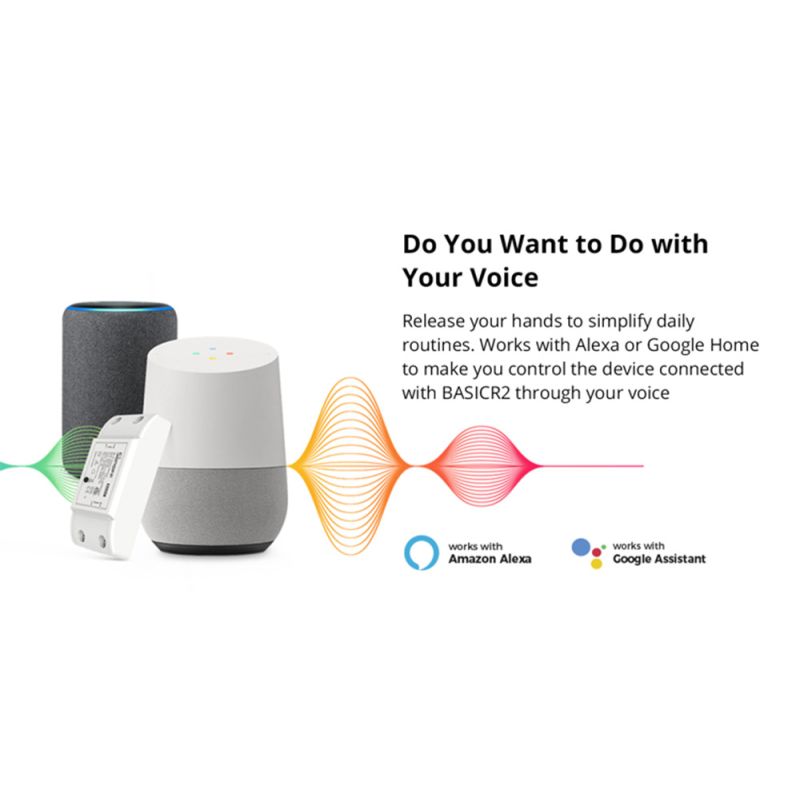 SONOFF Basic R2 Wifi brytermodul universell smart lyskontroll med Alexa Google Assistant eWeLink app
