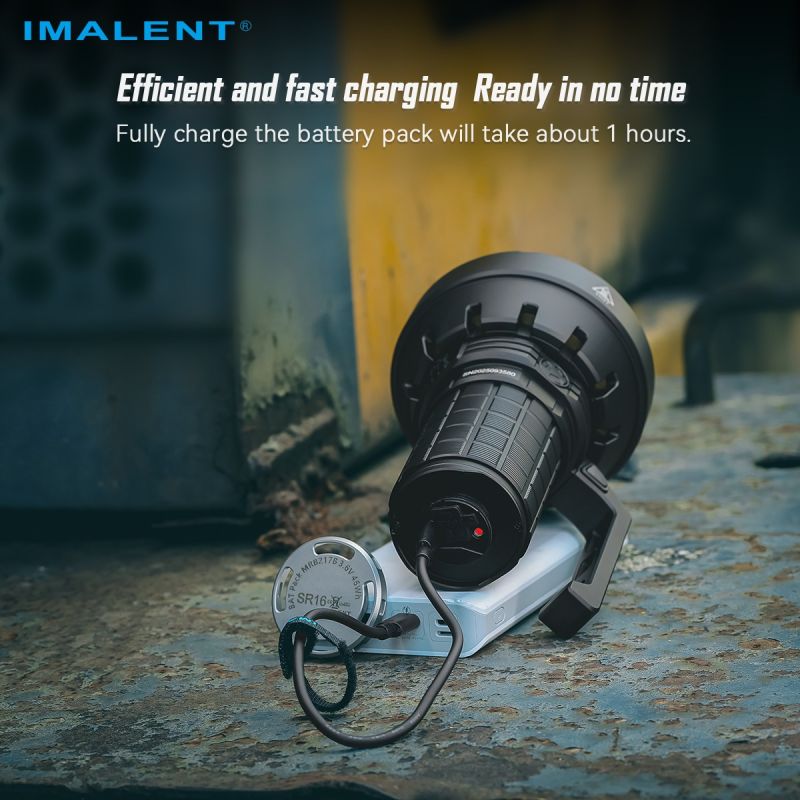 IMALENT SR16: 55000 Lumen Lommelykt – 1715m Lang Rekkevidde. Profesjonell, Oppladbar LED-lommelykt.