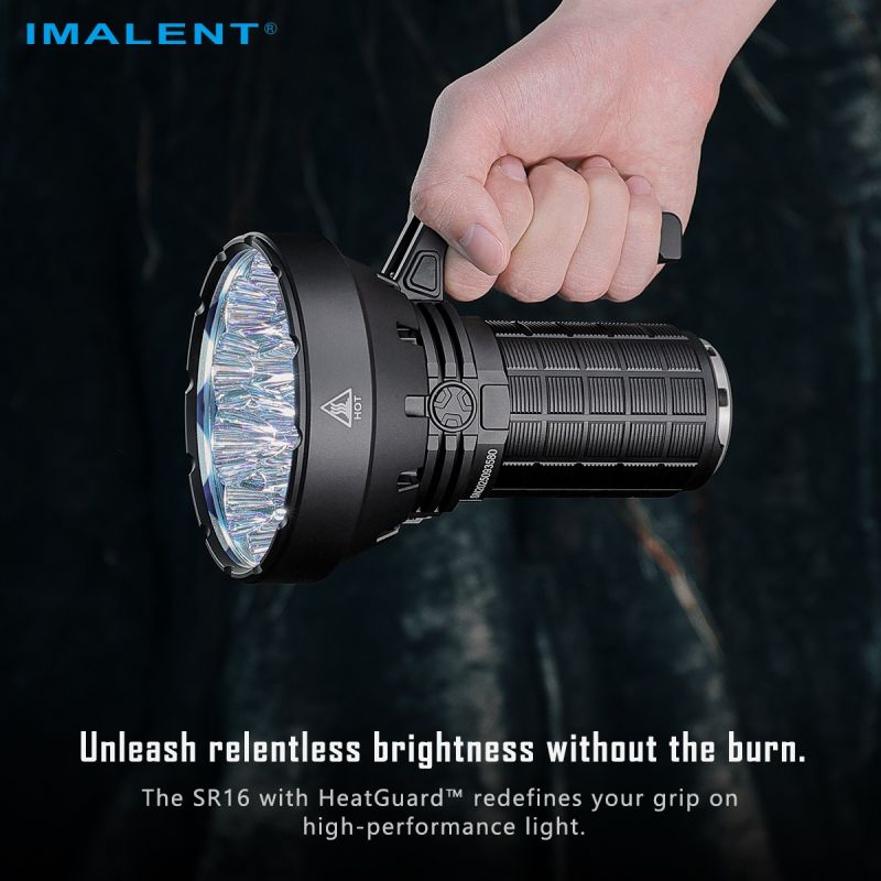 IMALENT SR16: 55000 Lumen Lommelykt – 1715m Lang Rekkevidde. Profesjonell, Oppladbar LED-lommelykt.