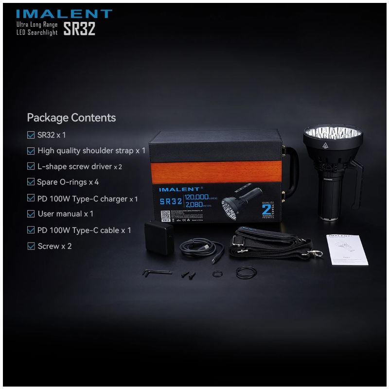 IMALENT SR32 Kraftig lommelykt 120000 lumens Utendørs belysning Nødsituasjon verktøy Slitesterk design