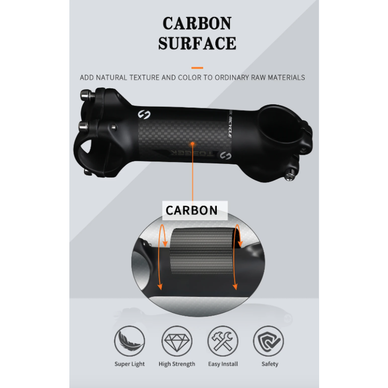 TOSEEK MTB sykkelstyrstamme lettvekt karbon aluminium justerbar vinkel 28.6mm 31.8mm sykkeltilbehør