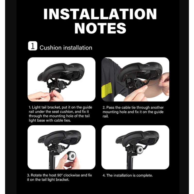 TOWILD TL03Pro sykkelbaklys med smart bremsesensor syvfarget pusteblits oppladbart for sykkelsynlighet