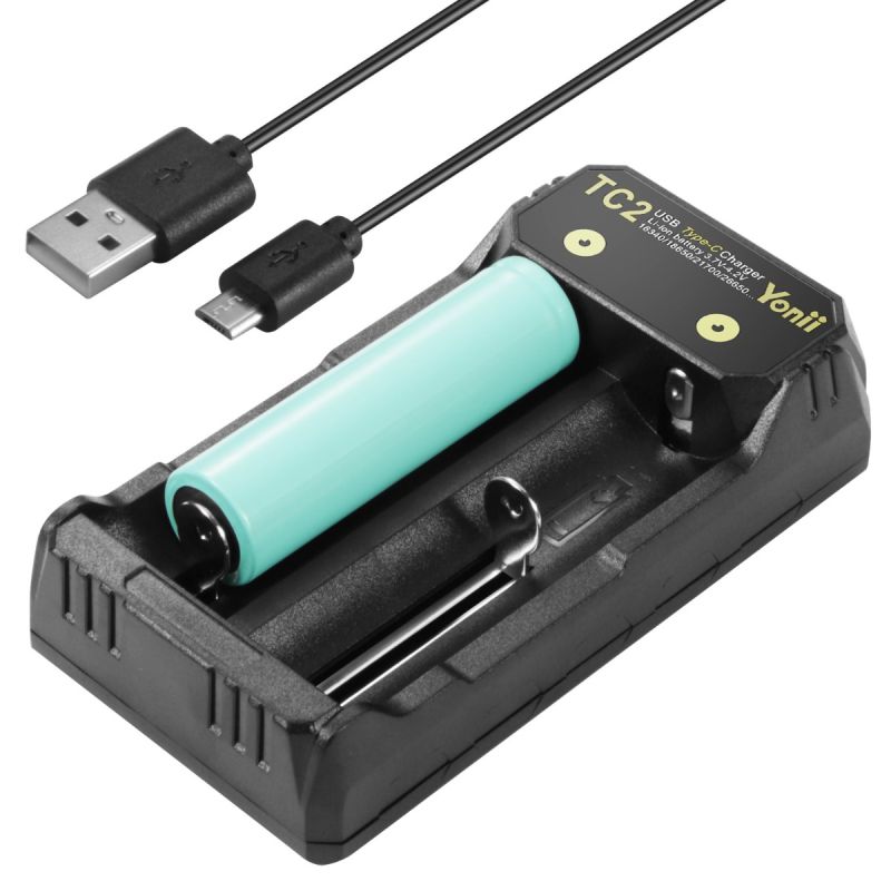 TC2 USB Type-C lader 3.7V-4.2V for 18650 21700 Li-ion-batterier rask lading dobbelt ladeporter kompakt design