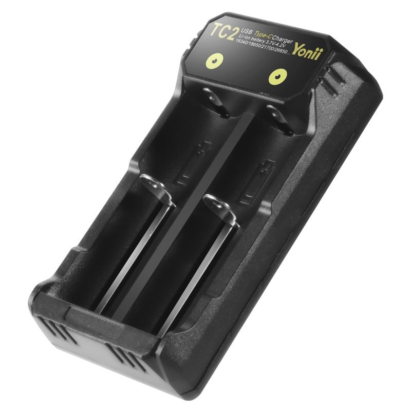 TC2 USB Type-C lader 3.7V-4.2V for 18650 21700 Li-ion-batterier rask lading dobbelt ladeporter kompakt design