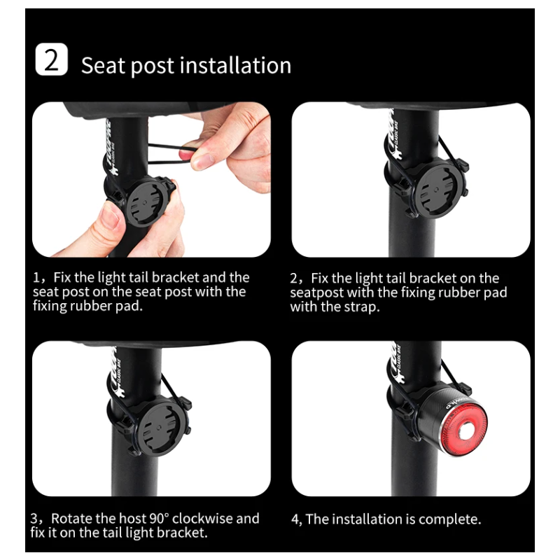 TOWILD TL05 baklys sykkellys med smart autobremsesensor IPX6 vanntett USB lading sykkeltilbehør 100t batteri