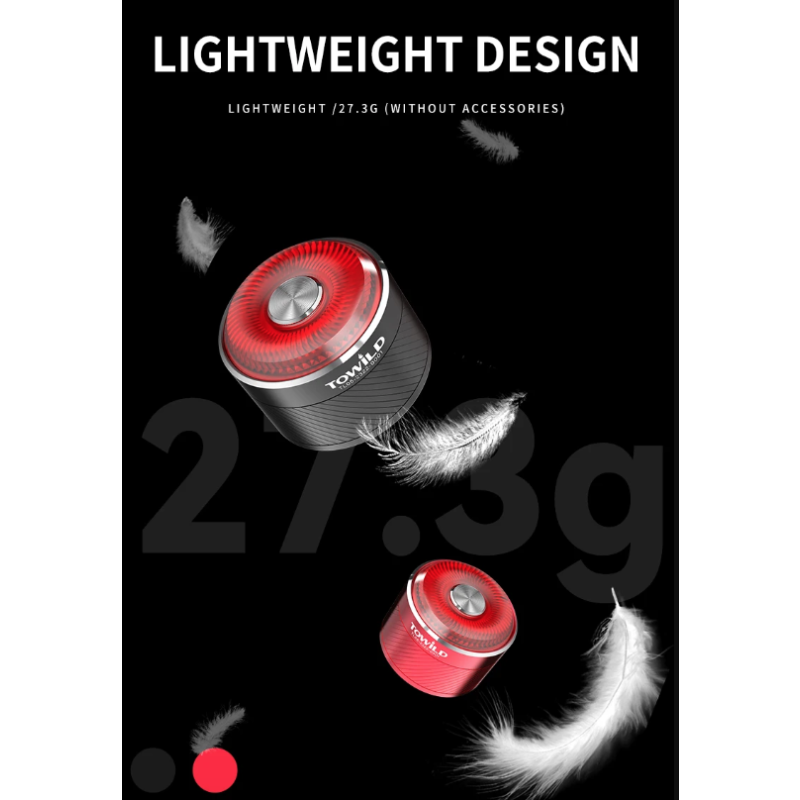 TOWILD TL05 baklys sykkellys med smart autobremsesensor IPX6 vanntett USB lading sykkeltilbehør 100t batteri