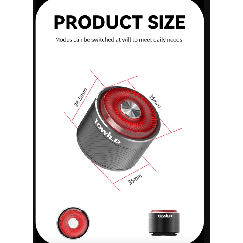 TOWILD TL05 baklys sykkellys med smart autobremsesensor IPX6 vanntett USB lading sykkeltilbehør 100t batteri