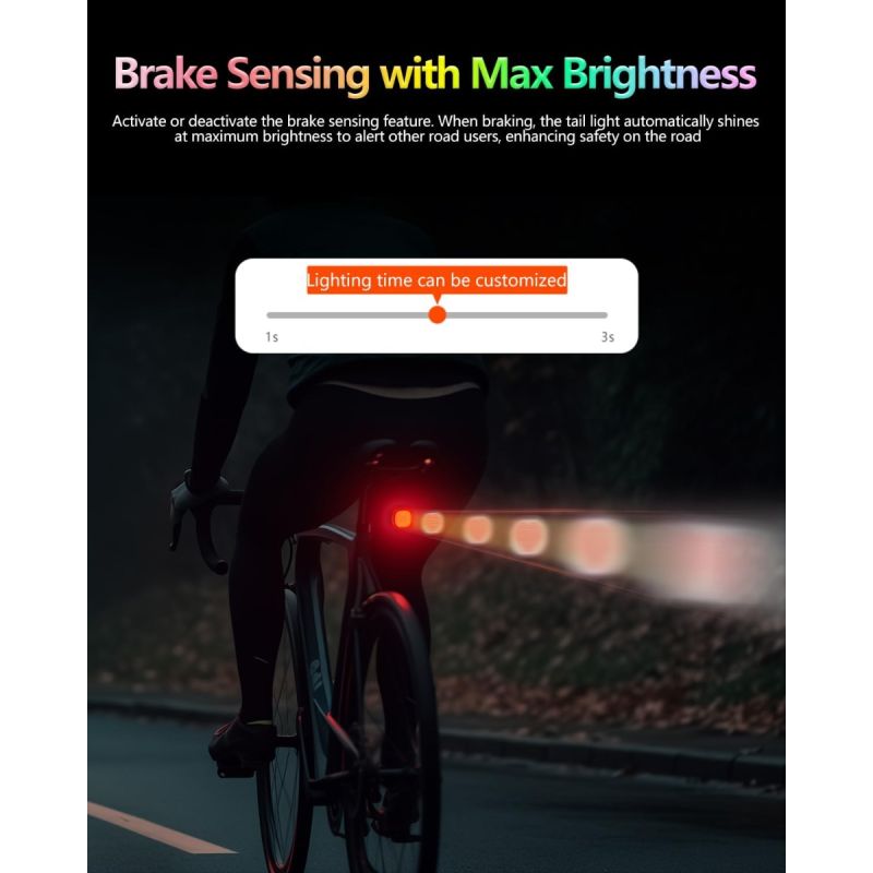 TOWILD TL08 Sykkel Baklys | Tilpassbare Mønstre, Fullfarge & Bremsesensor | USB-C Oppladbar & Vanntett IPX6