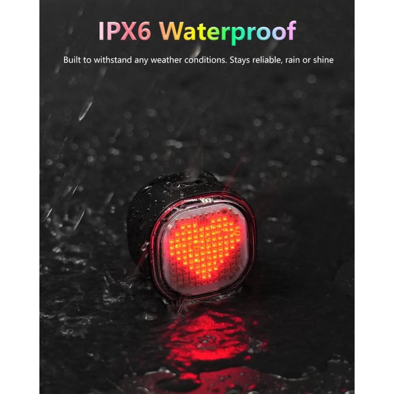 TOWILD TL08 Sykkel Baklys | Tilpassbare Mønstre, Fullfarge & Bremsesensor | USB-C Oppladbar & Vanntett IPX6