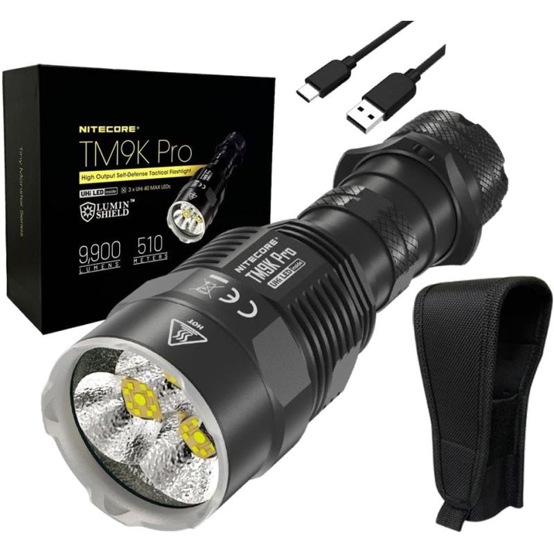 Nitecore TM9K PRO holdbar lommelykt 9900 lumen USB-C lading lang batterilevetid og 510 meter stråleavstand